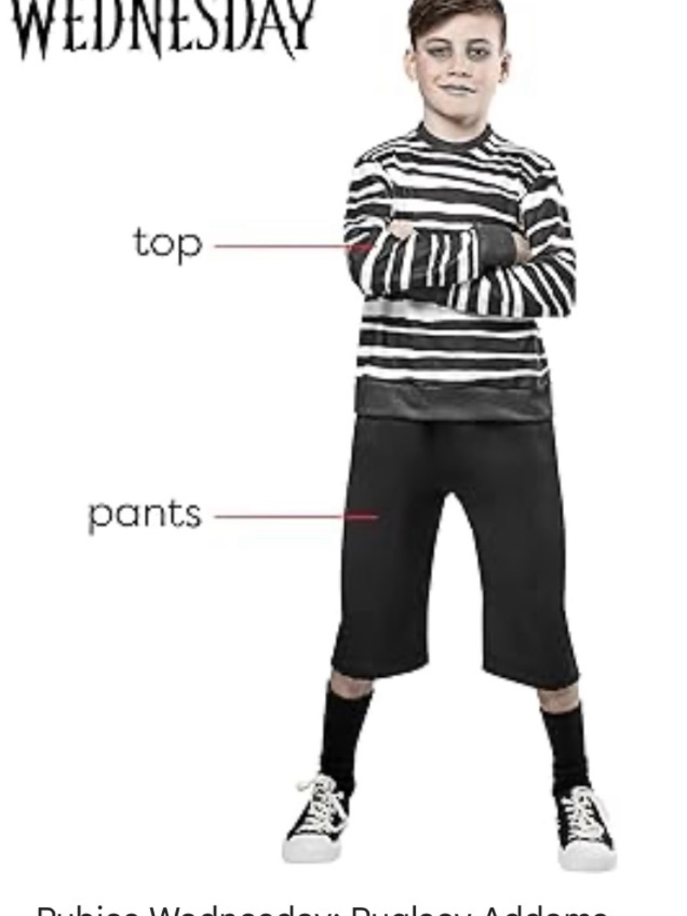 Rubie's Wednesday Pugsley Addams Black & White Striped Top with Black Pants
